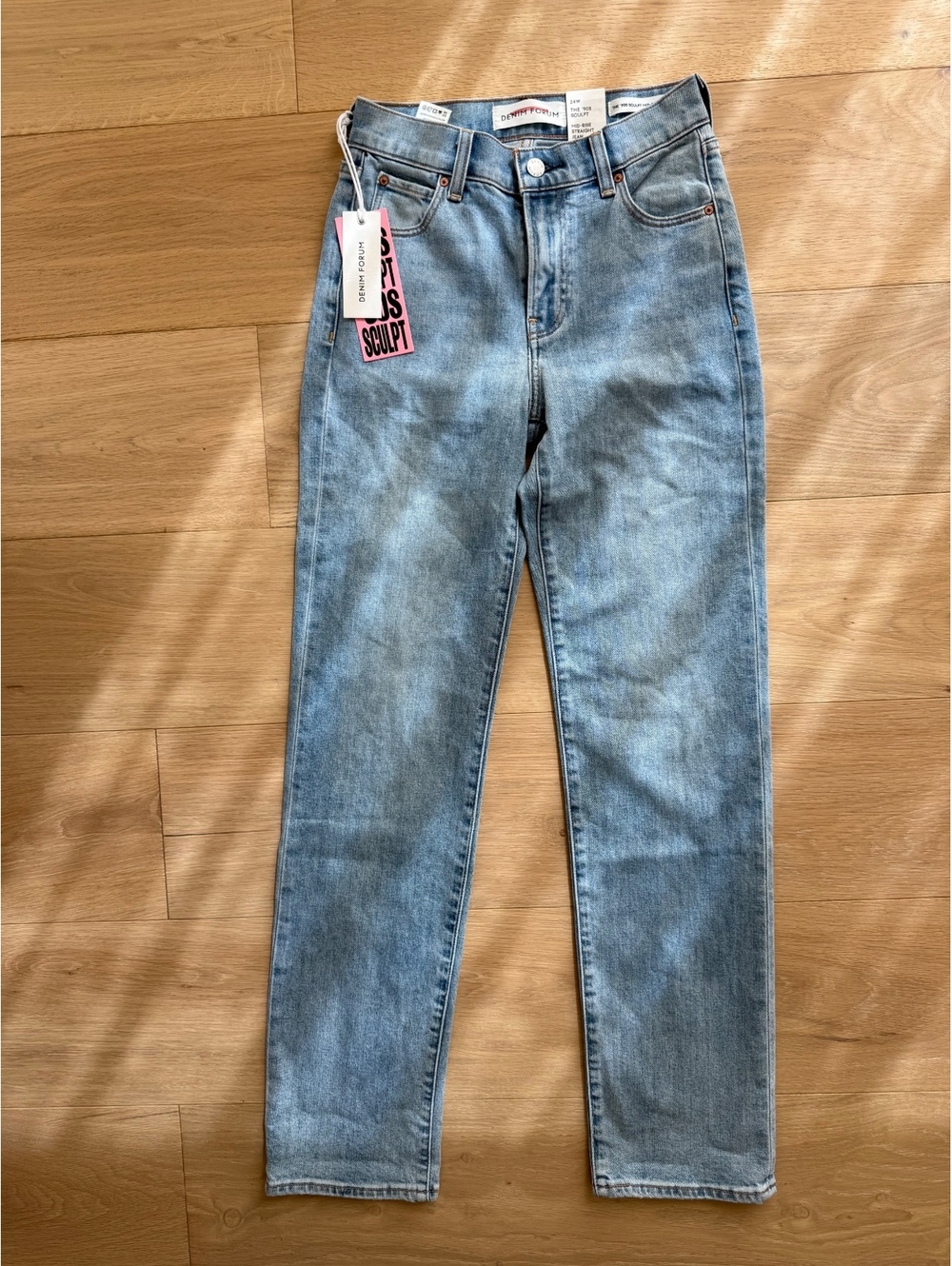 Denim Forum The ’90s Sculpt Mid-Rise Straight Jeans 24W NWT Blue